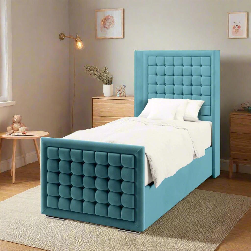 Small Cubic Border Headboard Frame Bed & Footend