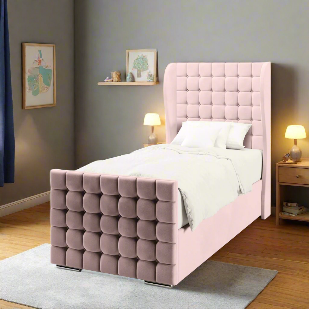 Small Cubic Headboard Frame Bed & Footend
