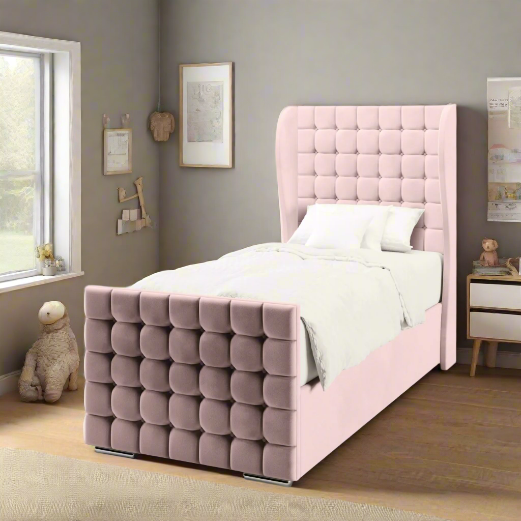 Small Cubic Headboard Ottoman Storage Side Lift Bed & Footend