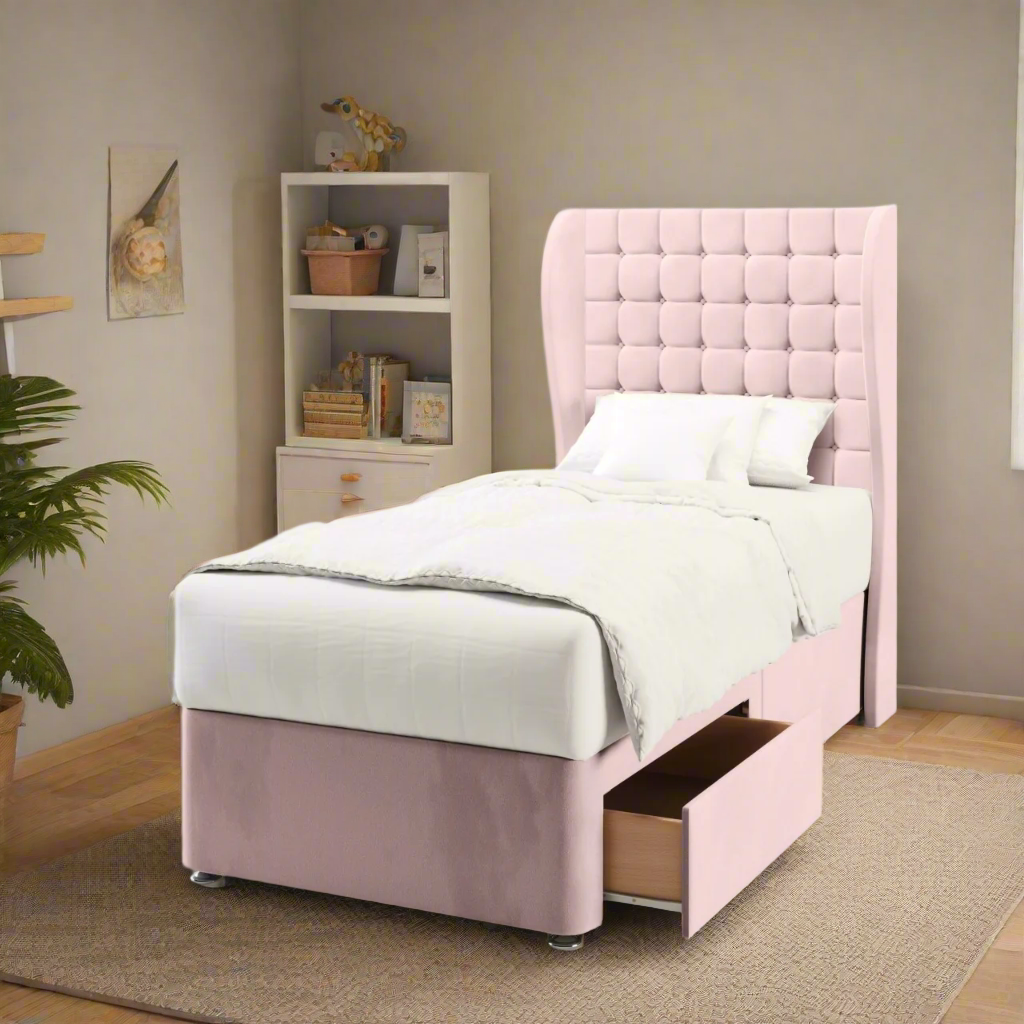 Small Cubic Middle Curve Wing Headboard Divan Bed