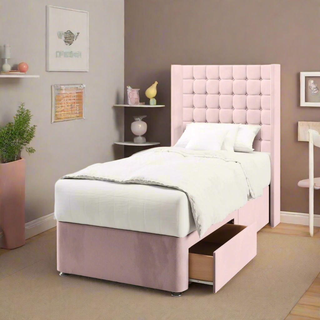 Small Cubic Headboard Divan Bed
