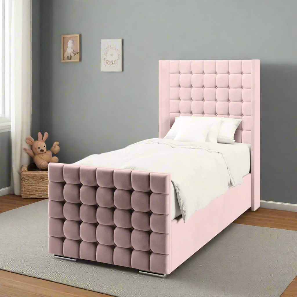 Small Cubic Headboard Frame Bed & Footend