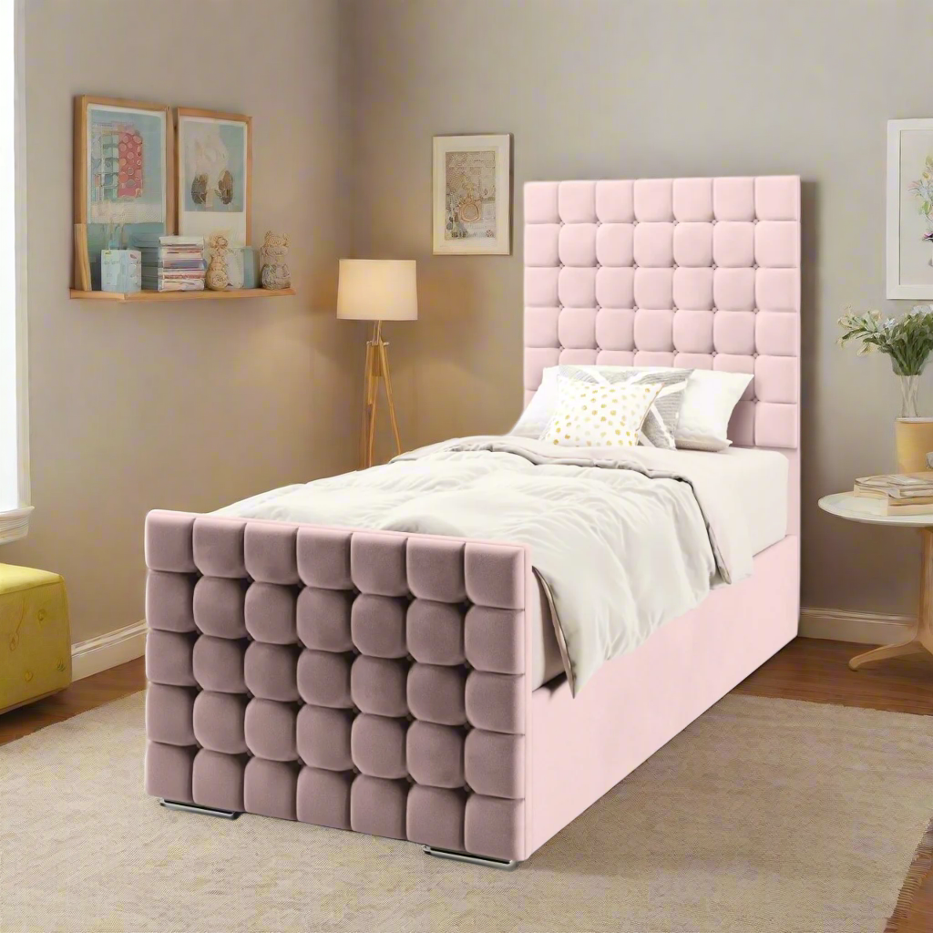 Small Cubic Headboard Frame Bed & Footend