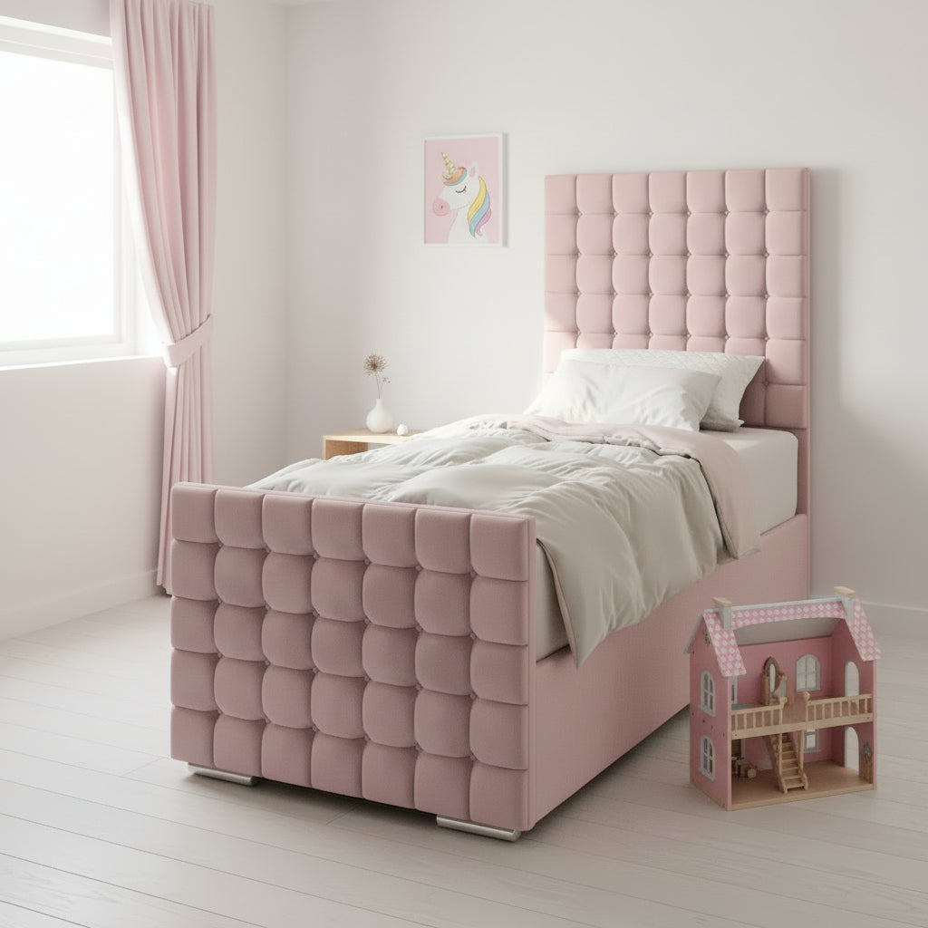 Small Cubic Headboard Ottoman Storage Side Lift Bed & Footend