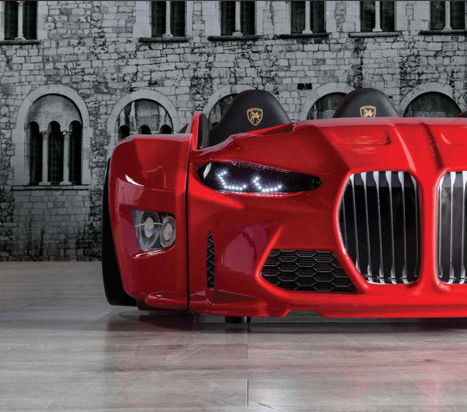 Infinite Zoom Red 3FT Single Race Car Bed with LED Lights & Sounds