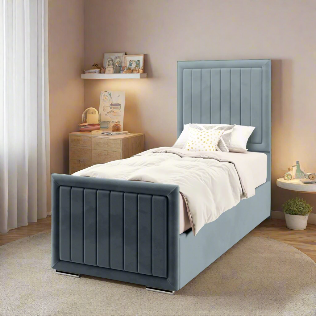 Vertical Panels Border Headboard Frame Bed & Footend