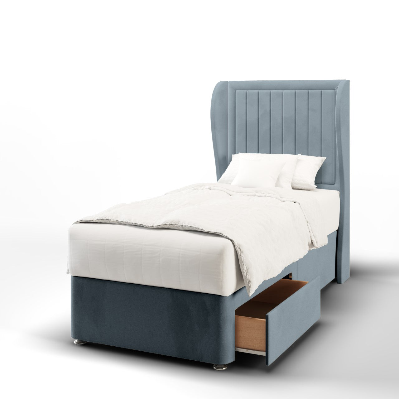 Vertical Panels Border Headboard Divan Bed