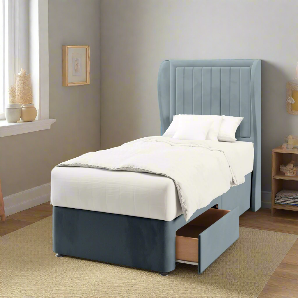 Vertical Panels Border Headboard Divan Bed
