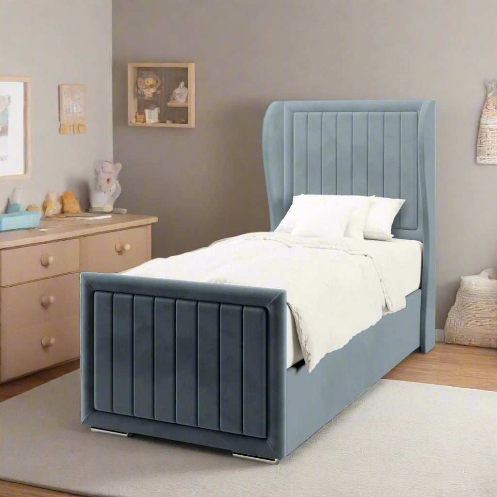 Vertical Panels Border Headboard Frame Bed & Footend