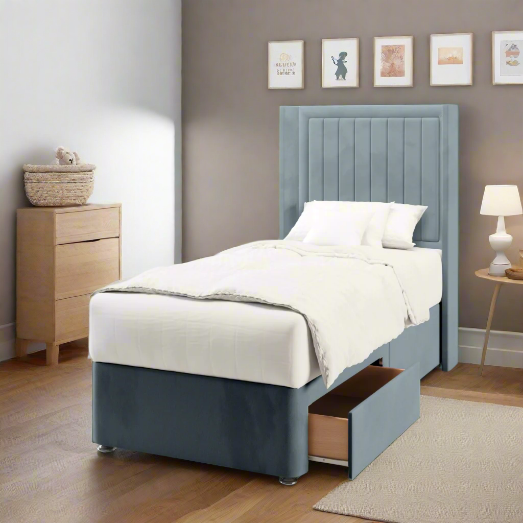 Vertical Panels Border Headboard Divan Bed