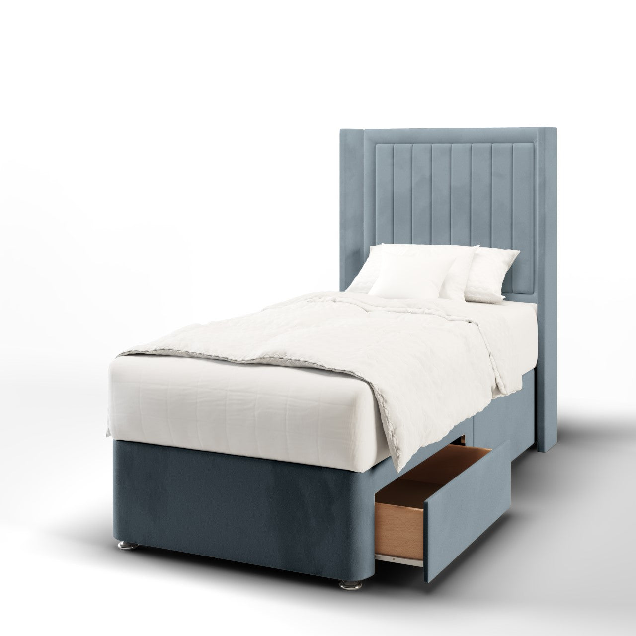 Vertical Panels Border Headboard Divan Bed