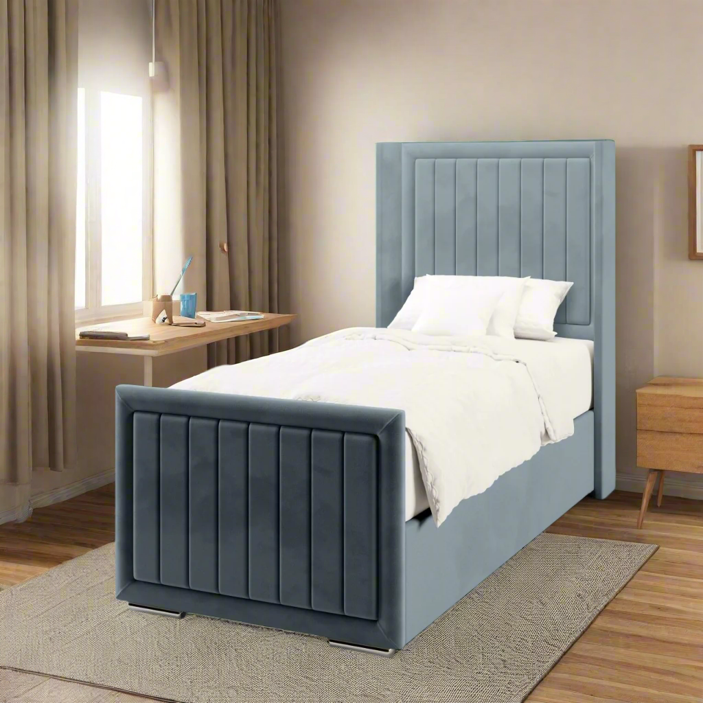 Vertical Panels Border Headboard Frame Bed & Footend