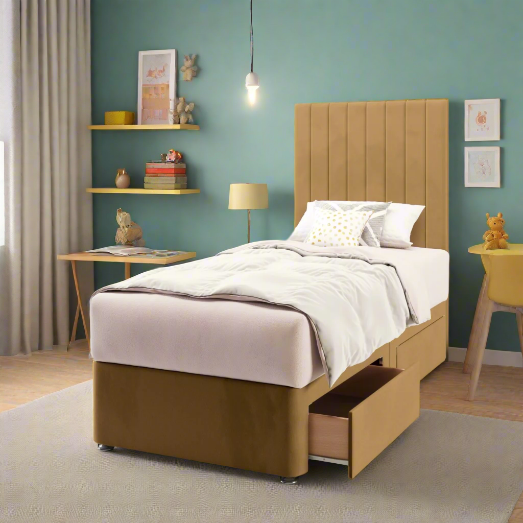 Vertical Panels Tall Headboard Divan Bed