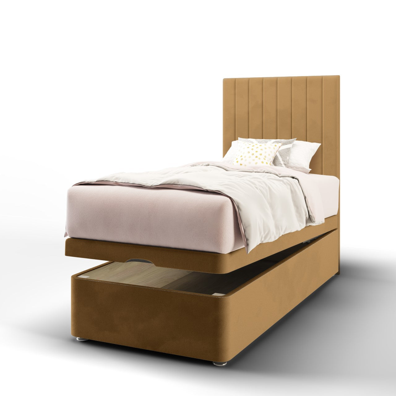 Vertical Panels Headboard Ottoman Storage Bed