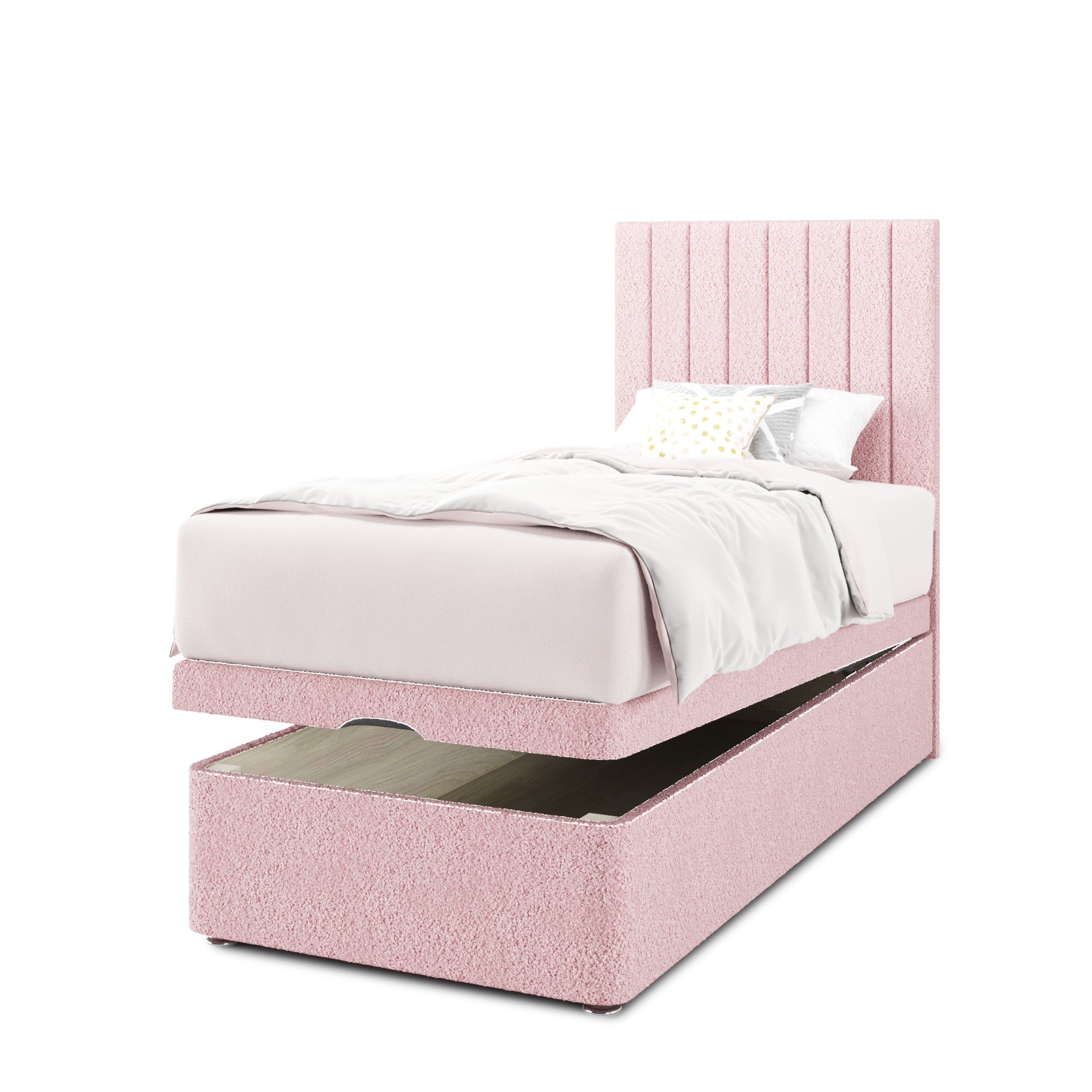 Vertical Panels Headboard Ottoman Storage Bed