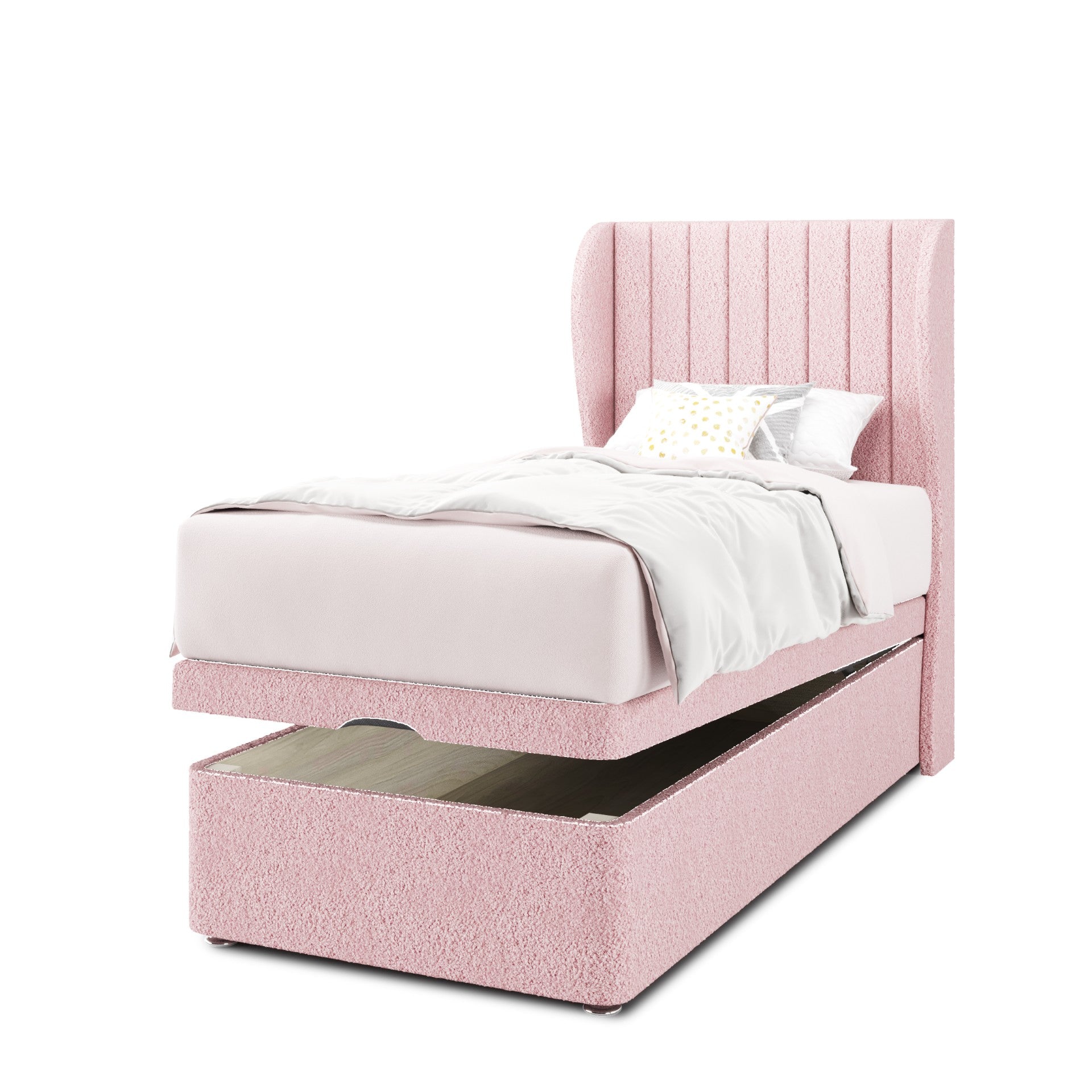 Vertical Panels Headboard Ottoman Storage Bed