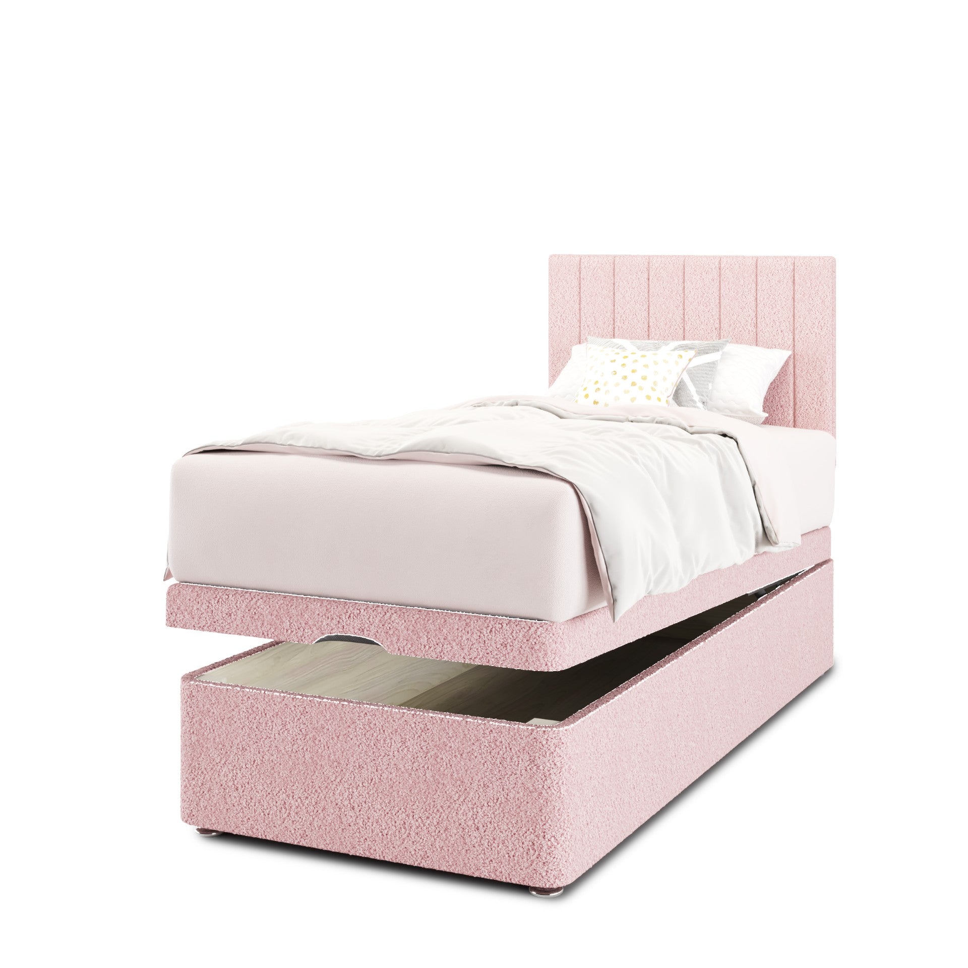Vertical Panels Headboard Ottoman Storage Bed