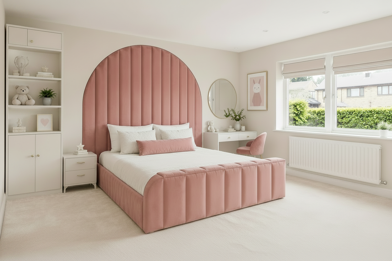 Full arch headboard bedroom hero