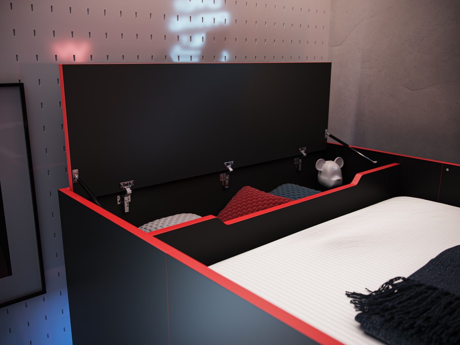 Recoil Shuttle LED Gaming Black High Sleeper Single Bed