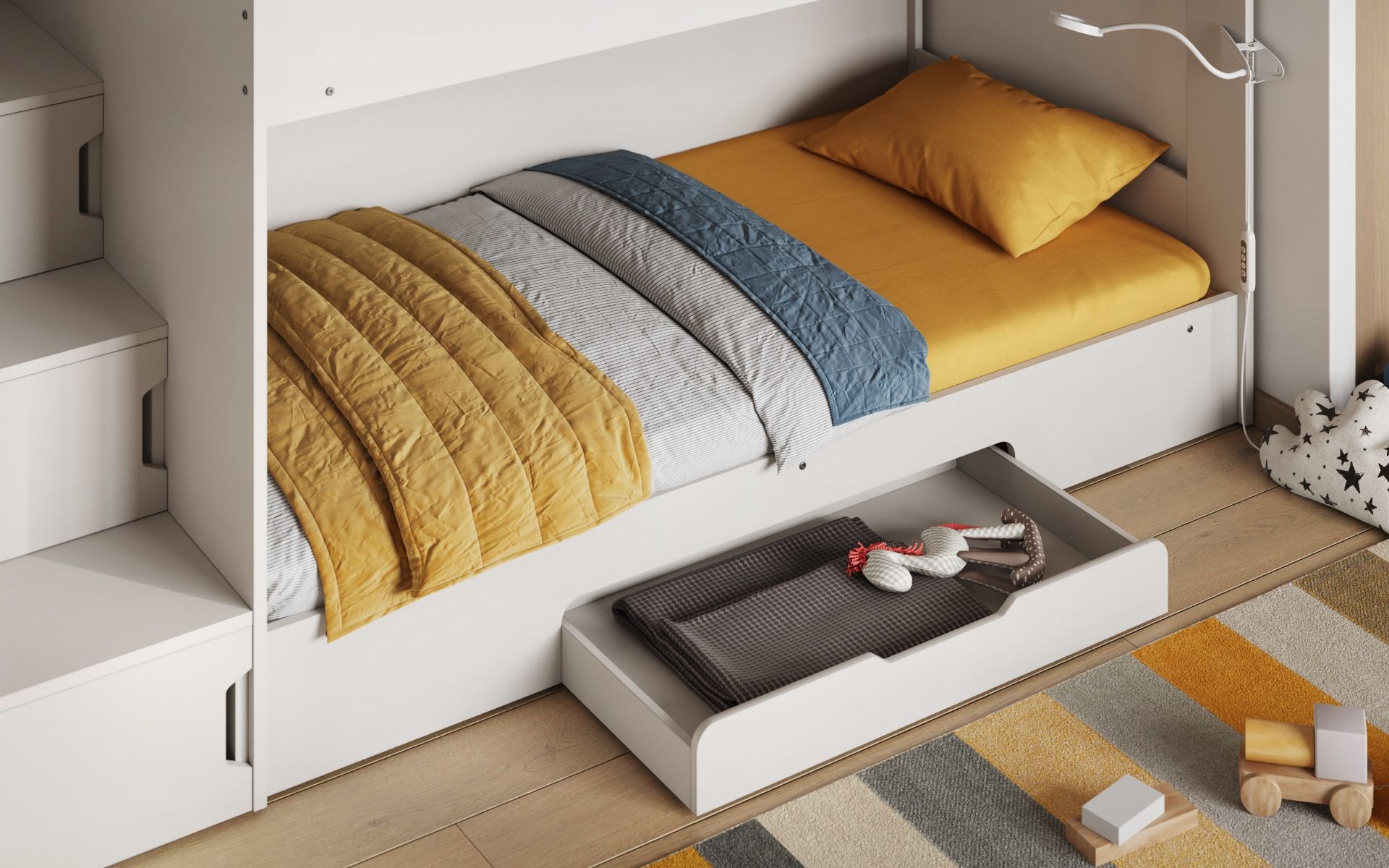 Slick Staircase White Bunk Bed