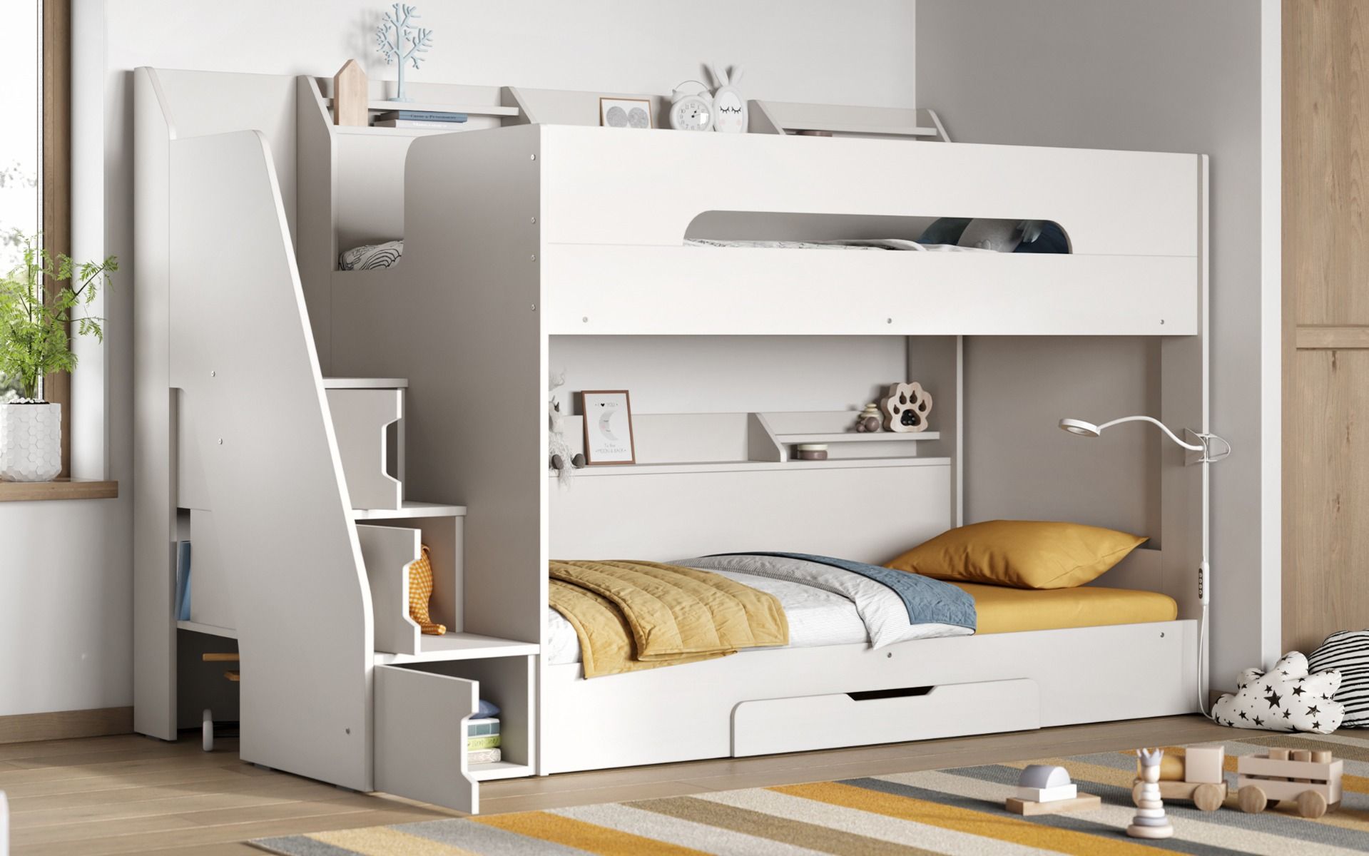 Slick Staircase White Bunk Bed