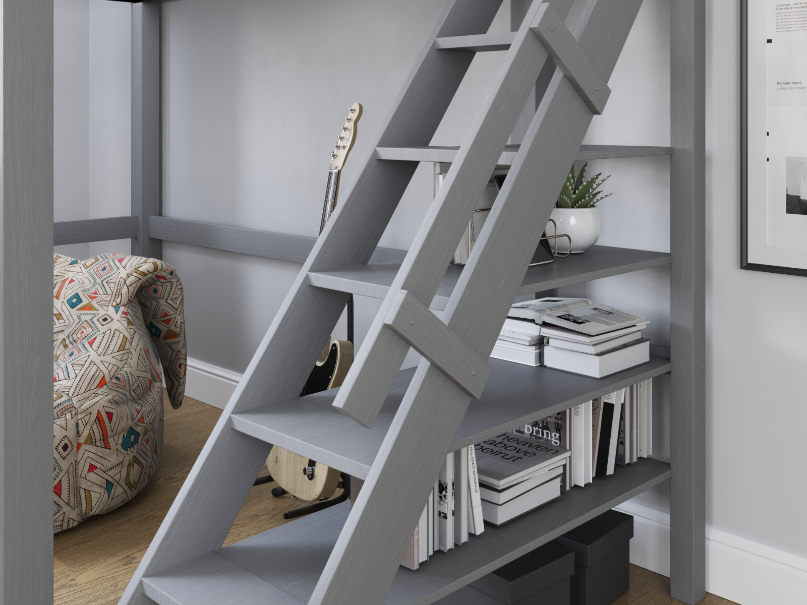 Noomi Studio Grey Double High Sleeper Loft Bed
