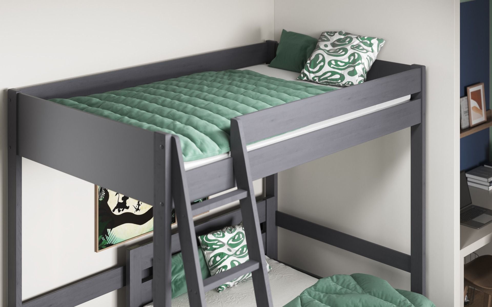 Noomi Tera Grey Small Double High Sleeper With Small Double L-Shaped Bed