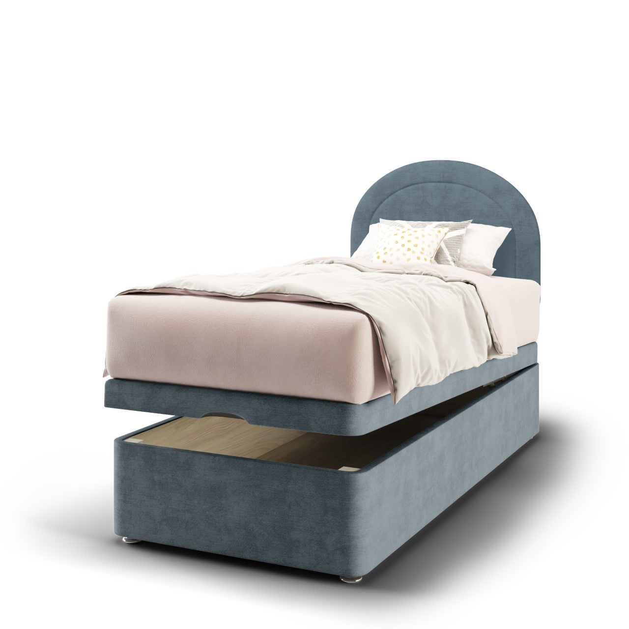 Arched Border Headboard Ottoman Storage Bed