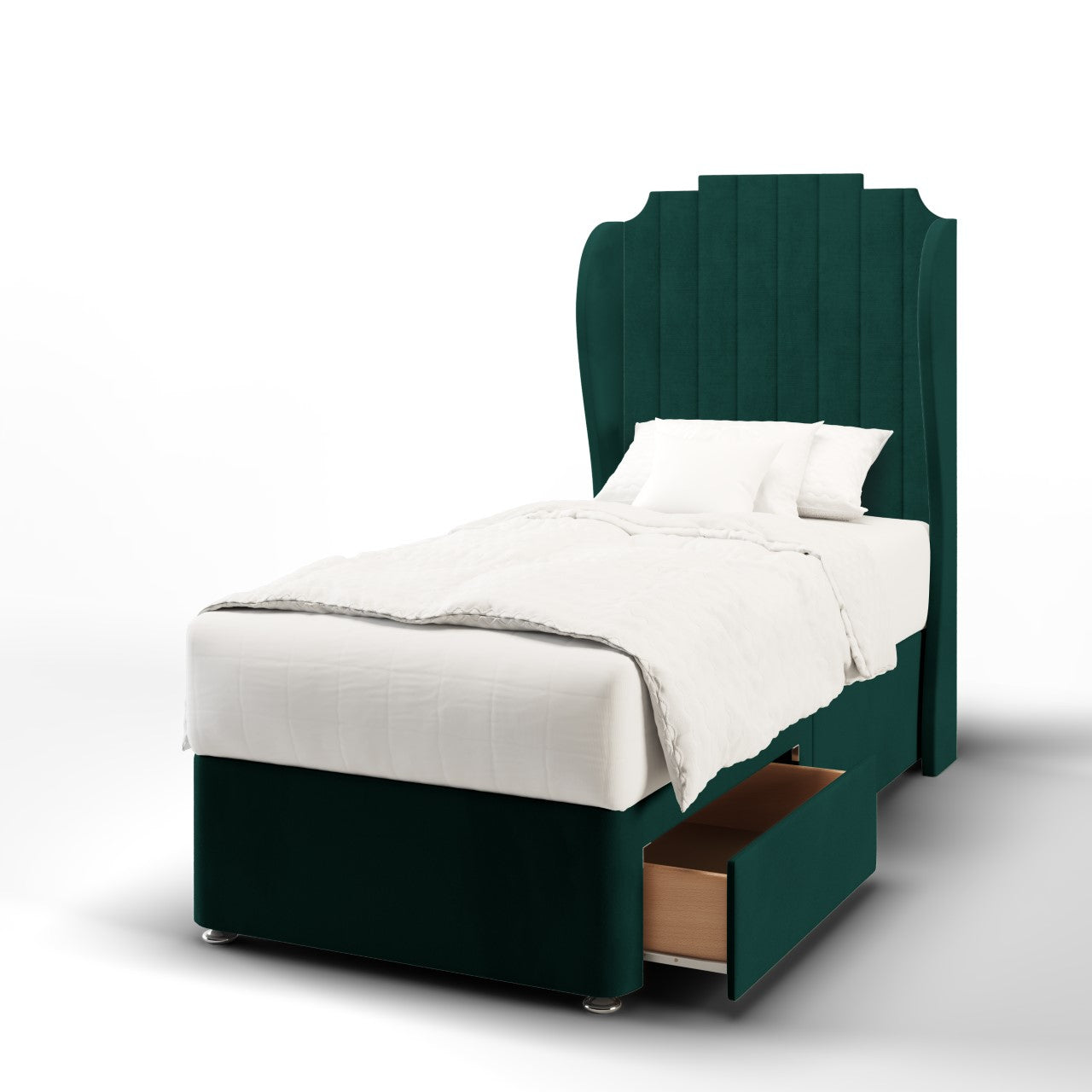 Art Deco Middle Curve Wing Headboard Divan Bed