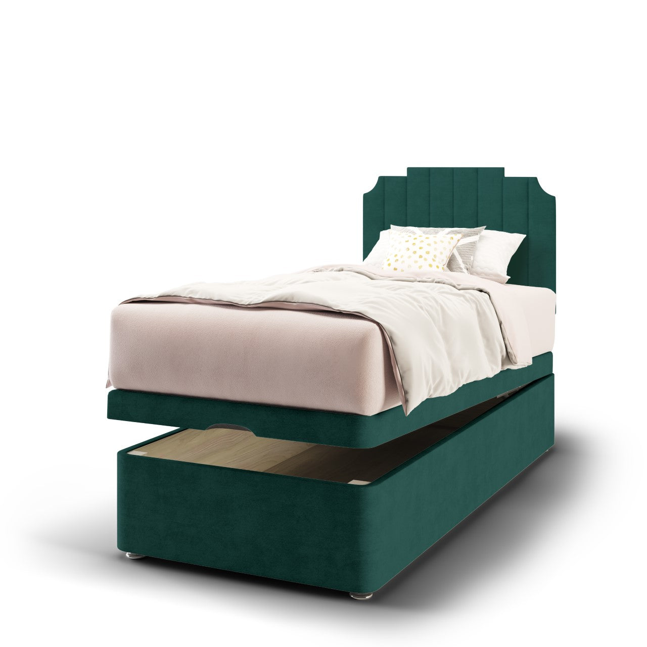 Art Deco Headboard Ottoman Storage Bed