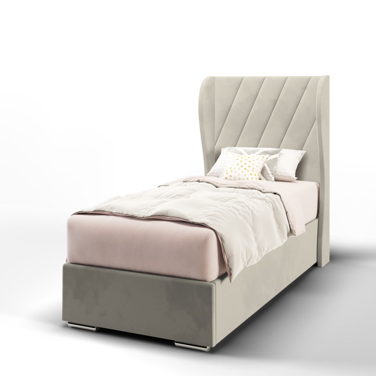 Diagonal Panels Middle Curve Wing Headboard Frame Bed