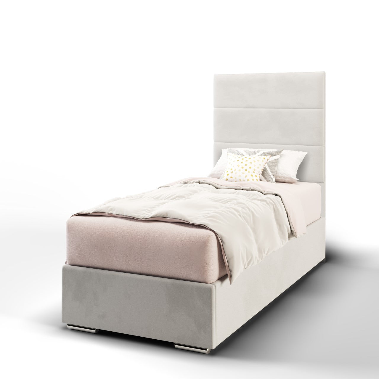 Horizontal Panels Tall Headboard Frame Bed