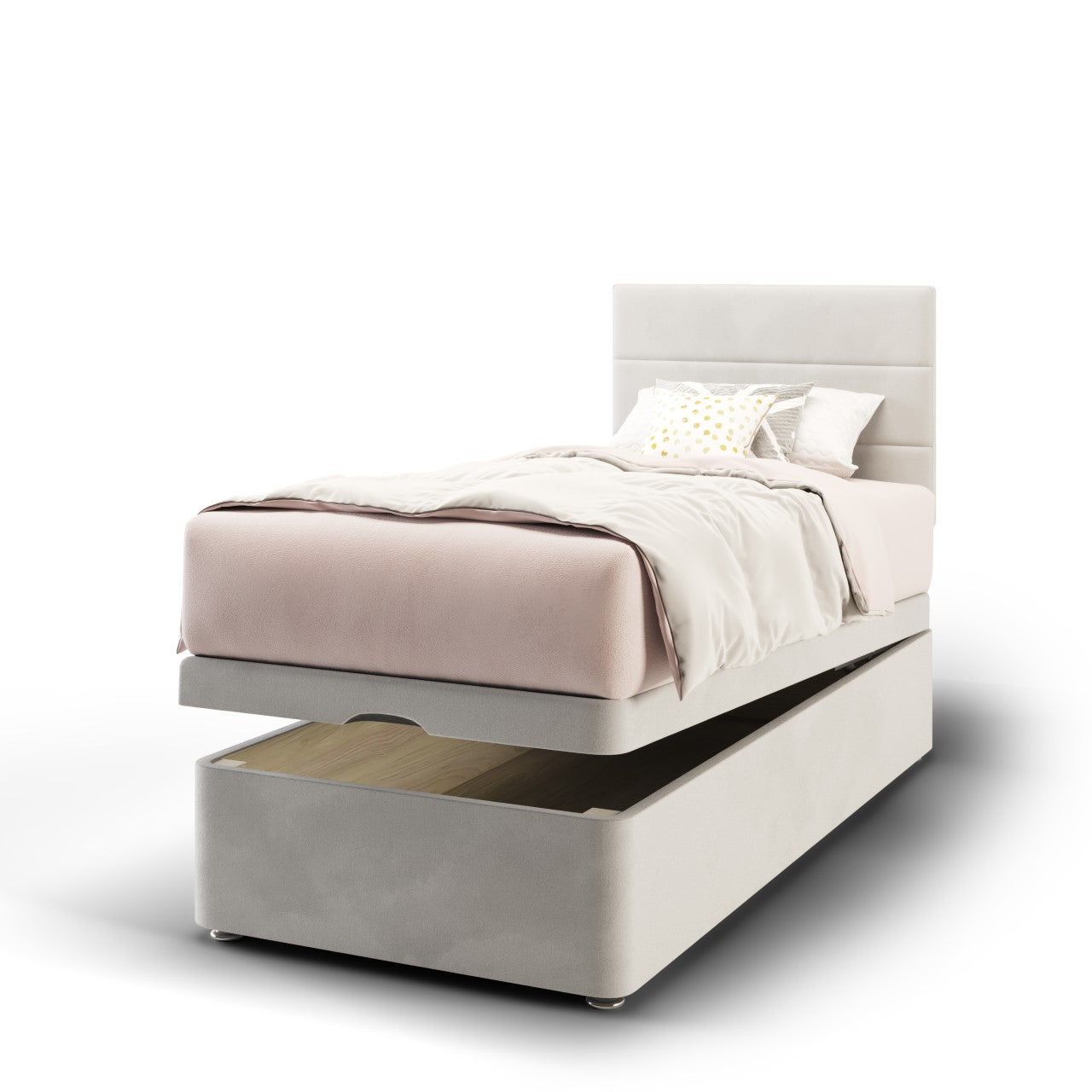 Horizontal Panels Headboard Ottoman Storage Bed