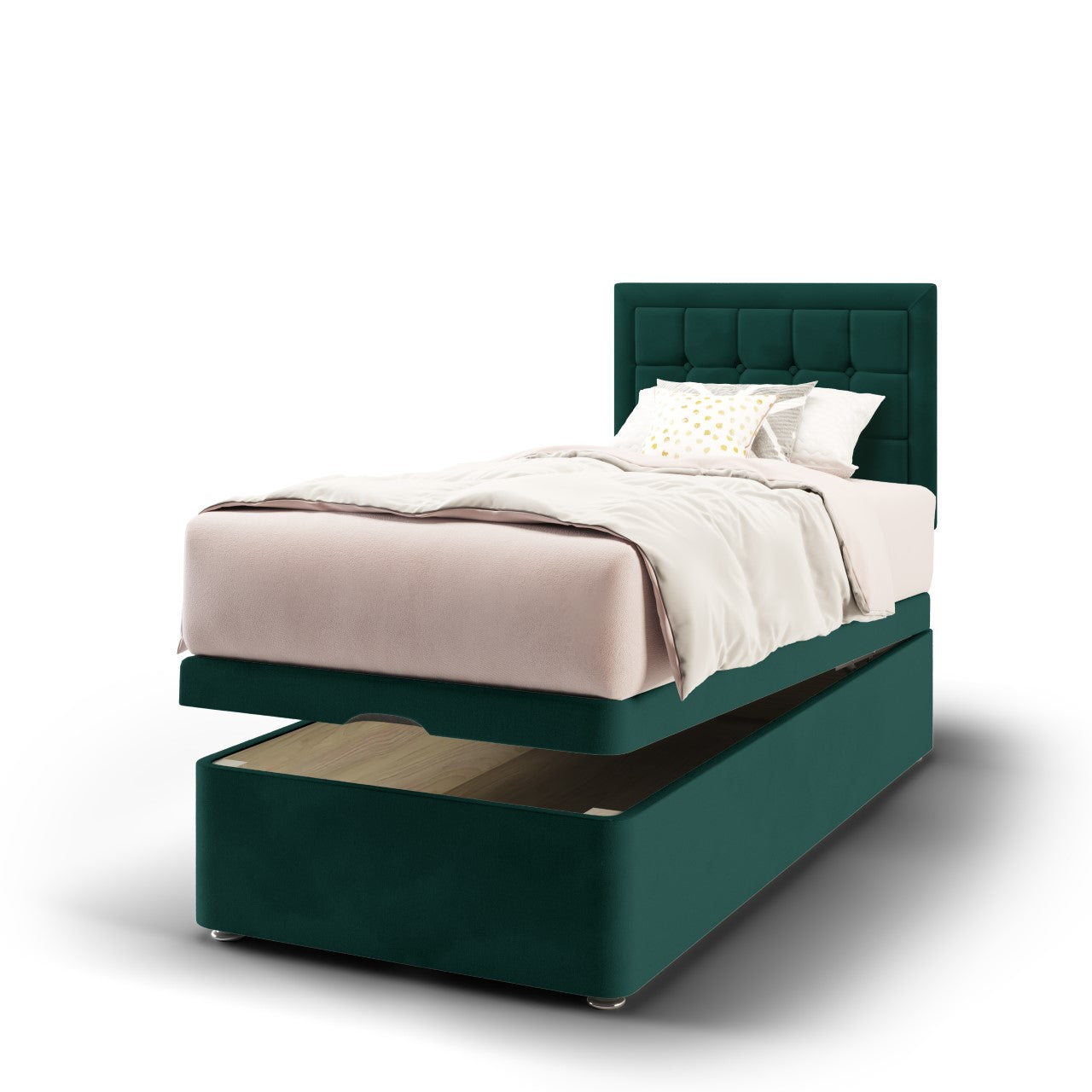 Large Cubic Border Headboard Ottoman Storage Bed
