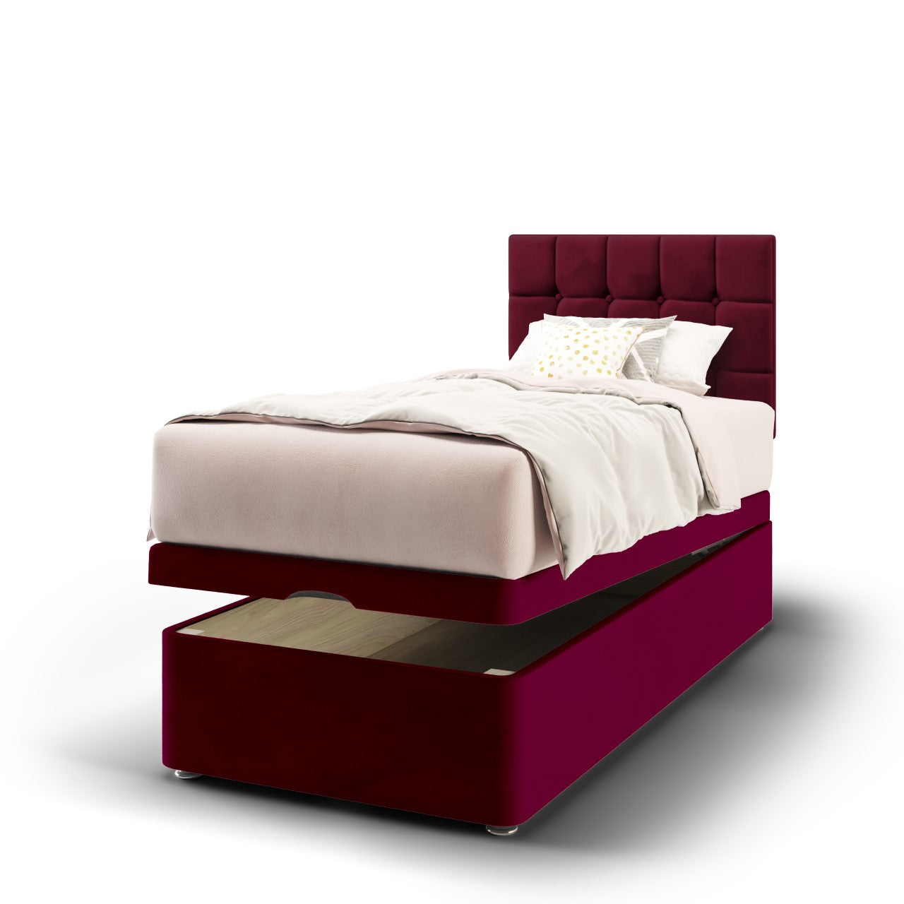 Large Cubic Headboard Ottoman Storage Bed