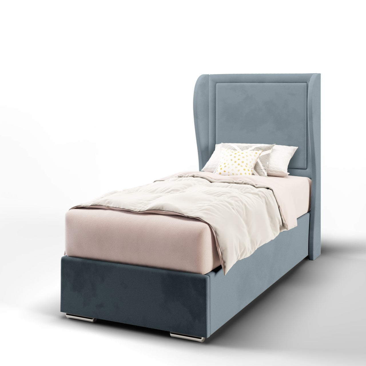 Plain Border Middle Curve Wing Headboard Frame Bed