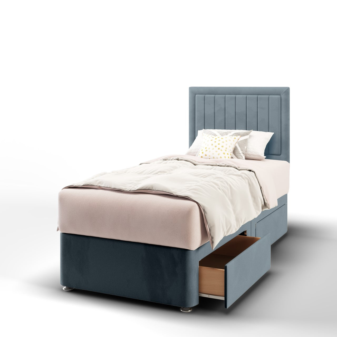 Vertical Panels Border Headboard Divan Bed