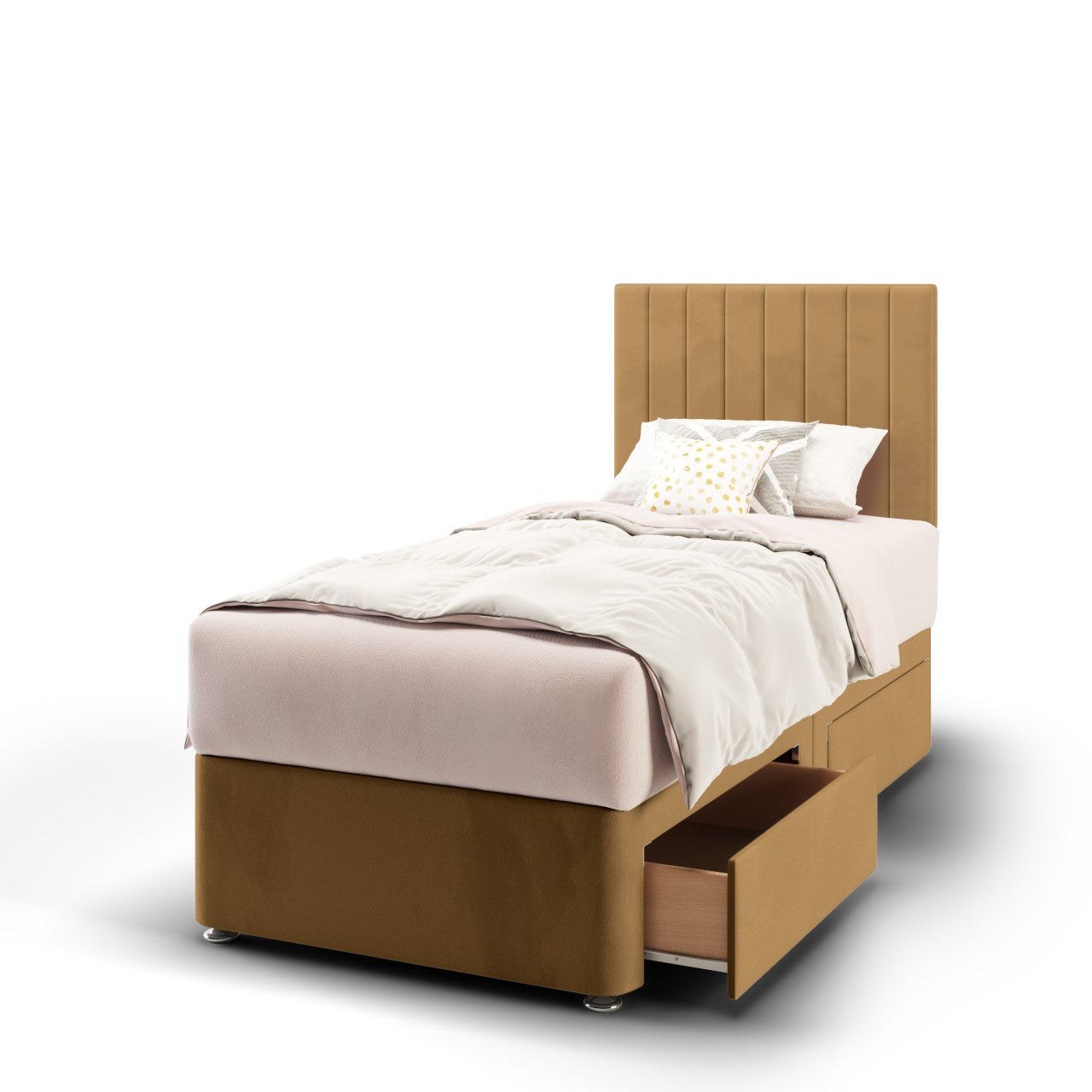 Vertical Panels Low Headboard Divan Bed