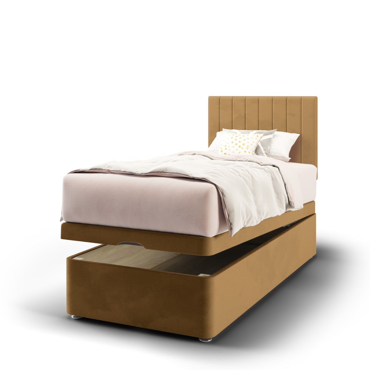 Vertical Panels Headboard Ottoman Storage Bed