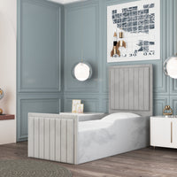 Vertical Panel Border Headboard Safety Side Rail Sleigh Bed & Footend