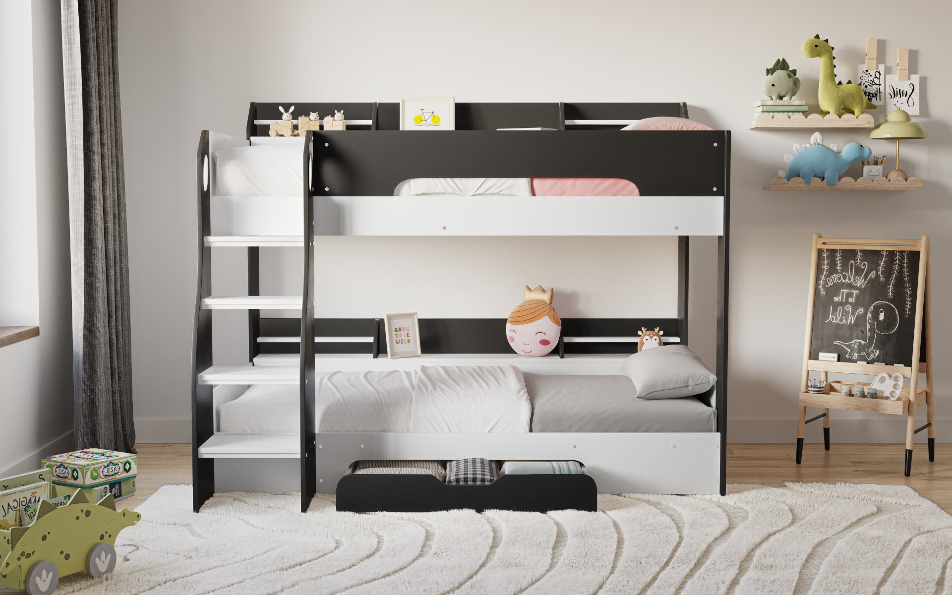 Flick Grey Bunk Bed with Storage