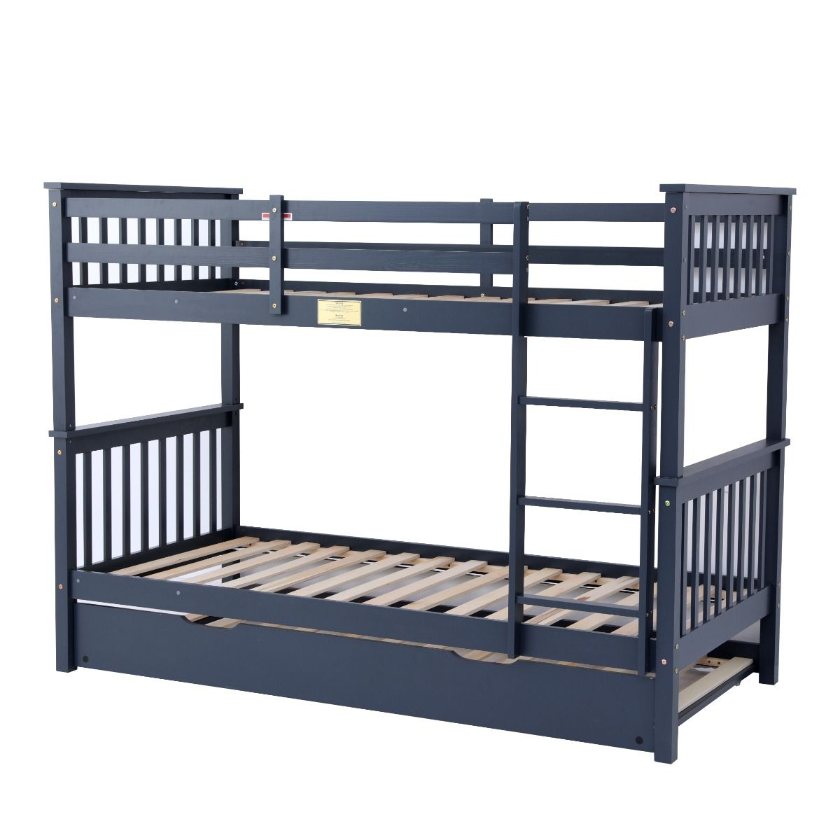 Zoom Wooden Grey Detachable Bunk Bed with Trundle