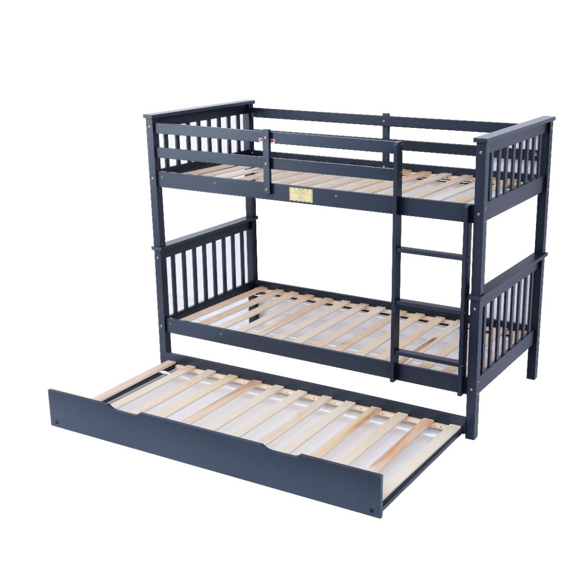 Zoom Wooden Grey Detachable Bunk Bed with Trundle