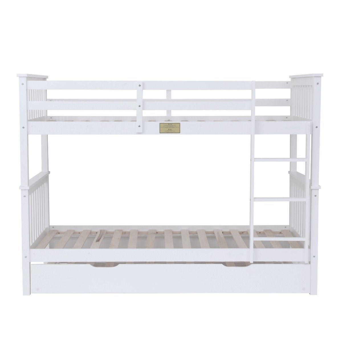 Zoom Wooden White Detachable Bunk Bed with Trundle