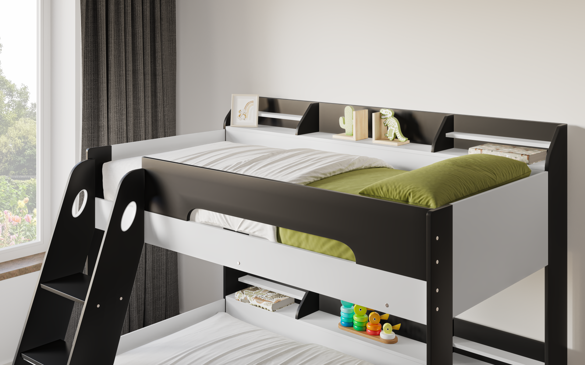 Flick Grey Triple Bunk Bed with Storage