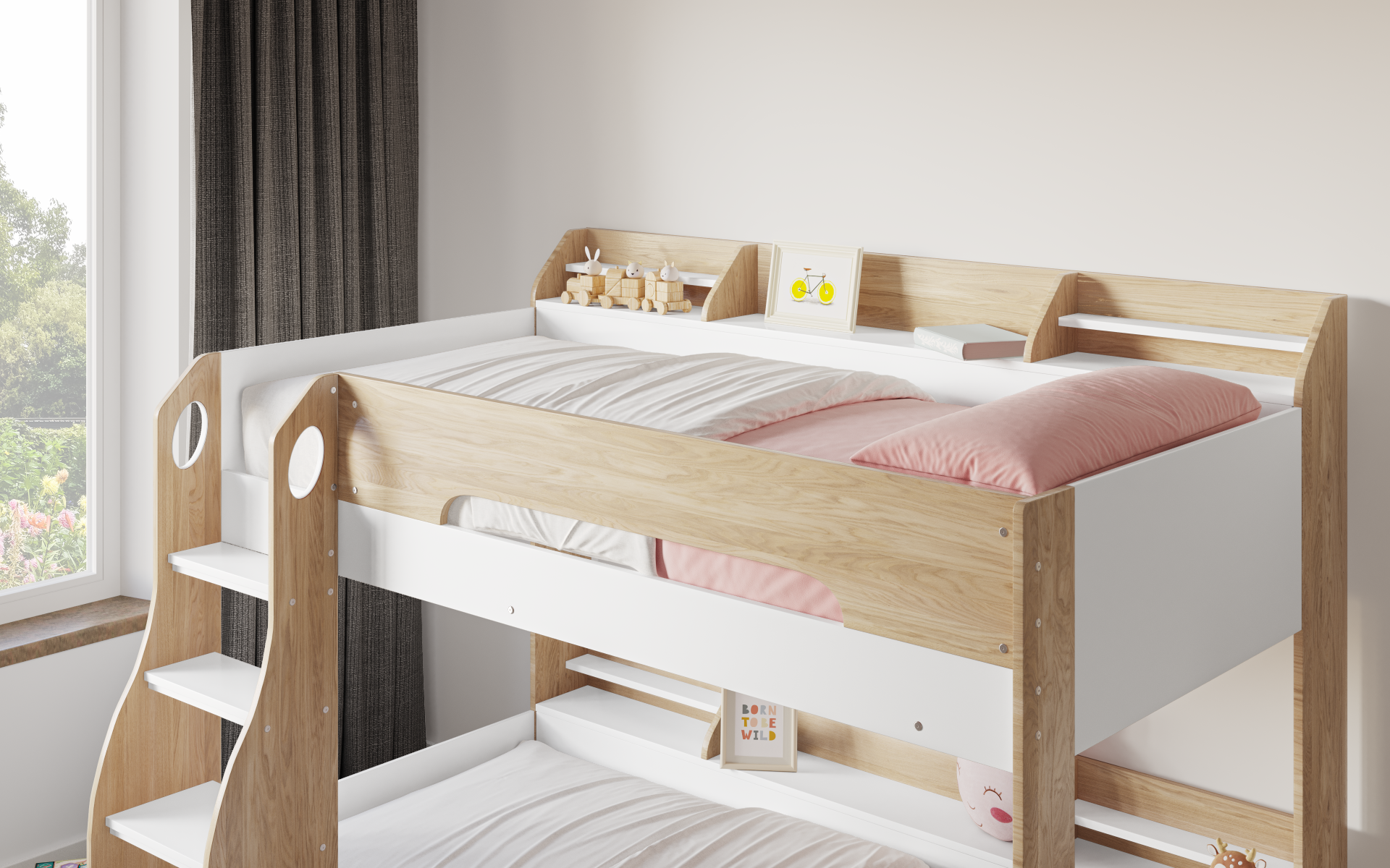 Flick Oak Bunk Bed with Storage