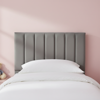 3ft Single Vertical Channel Headboard - Grey Velvet