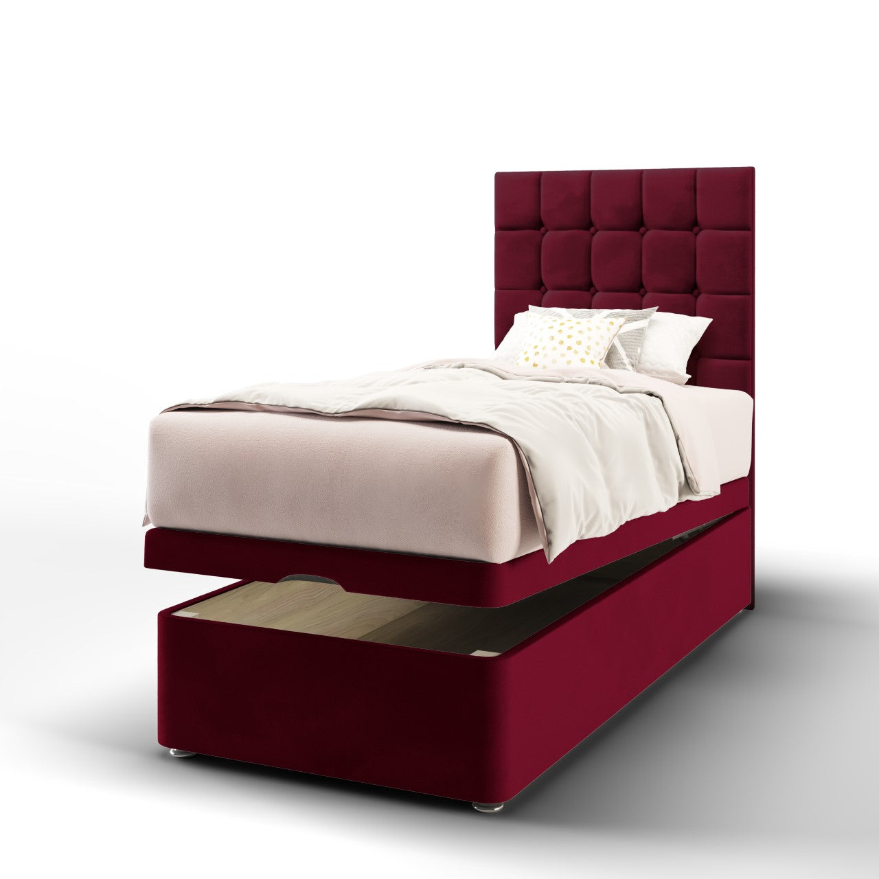 Large Cubic Headboard Ottoman Storage Bed
