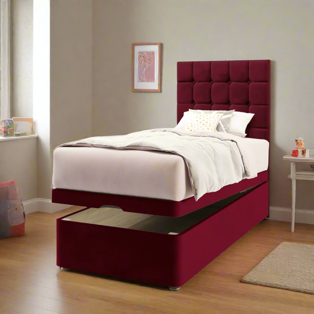 Large Cubic Headboard Ottoman Storage Bed