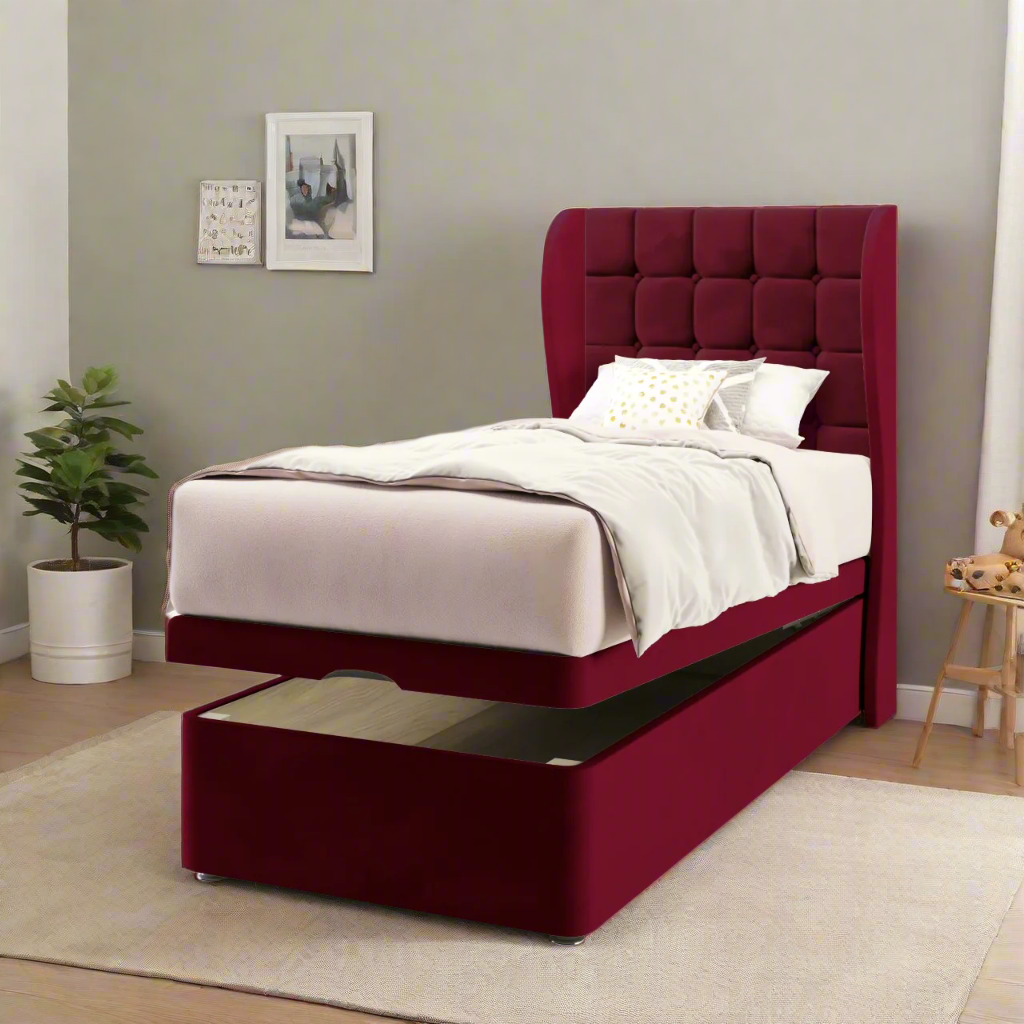 Large Cubic Headboard Ottoman Storage Bed